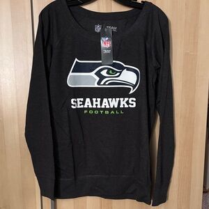 Women's Dark Grey Heather Seattle Seahawks Long Sleeve Boat Neck Top